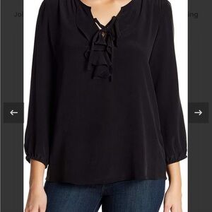 Joie Silk Ruffle Hynes Black Blouse Medium